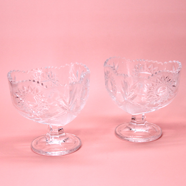 Colored Glass Ice Cream Bowls,Glass Footed Dessert Bowls