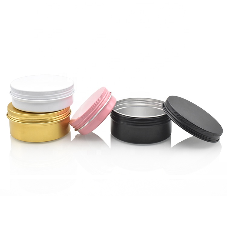 Colored empty 30ml 50ml aluminum jar gold black white red cosmetic hair wax aluminum tin 15ml 60ml 100ml 150ml with screw lids