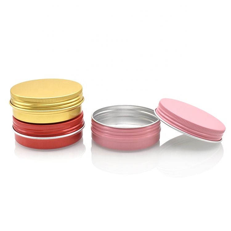 Colored empty 30ml 50ml aluminum jar gold black white red cosmetic hair wax aluminum tin 15ml 60ml 100ml 150ml with screw lids
