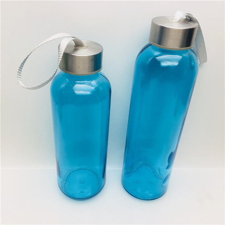 Colored green canteen water bottle light blue glass drinking bottles 400ml 500ml