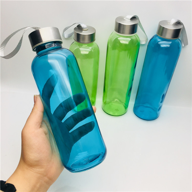 Colored green canteen water bottle light blue glass drinking bottles 400ml 500ml