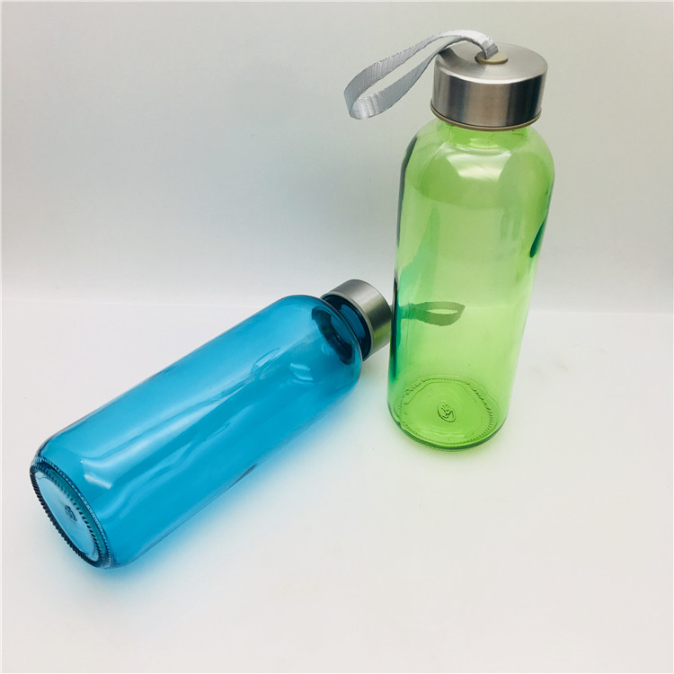 Colored green canteen water bottle light blue glass drinking bottles 400ml 500ml