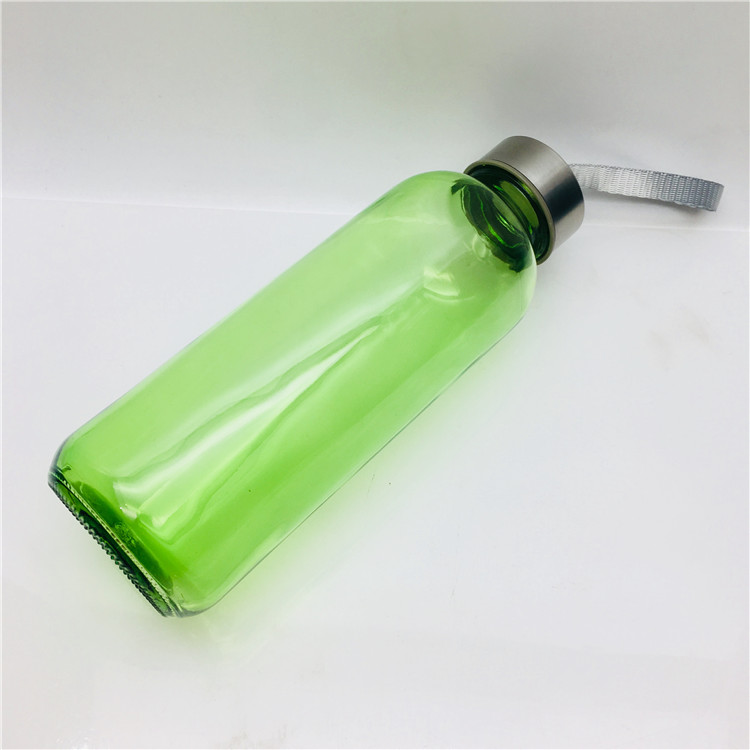 Colored green canteen water bottle light blue glass drinking bottles 400ml 500ml