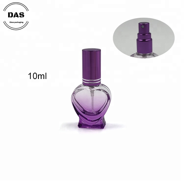 Colored heart shape glass spray perfume bottle 10 ml