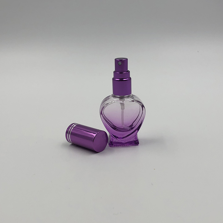 Colored heart shape glass spray perfume bottle 10 ml