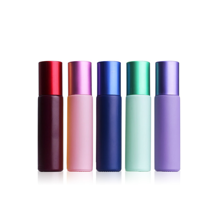 Colored perfume bottle 10ml gemstone jade ball bottle roll on bottle with gold cap