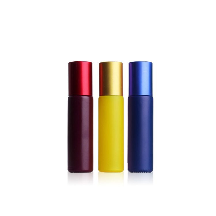 Colored perfume bottle 10ml gemstone jade ball bottle roll on bottle with gold cap
