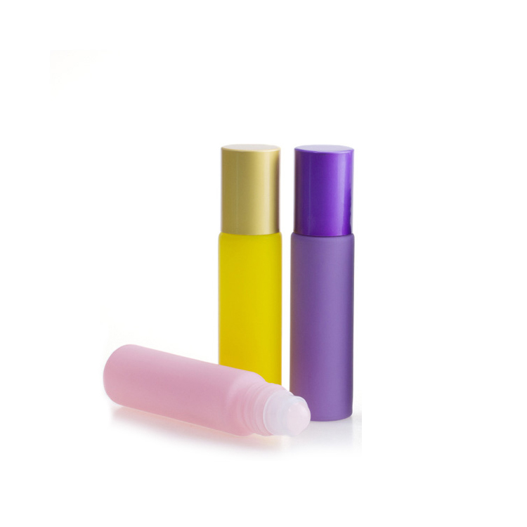 Colored perfume bottle 10ml gemstone jade ball bottle roll on bottle with gold cap