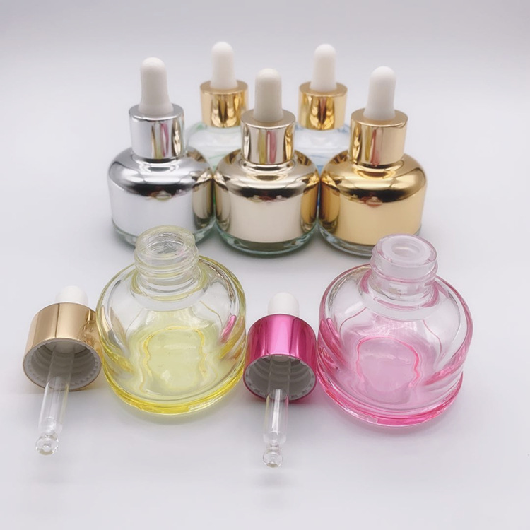 Colorful 10ml 20ml 30ml 40ml 50ml Glass Dropper Bottle Electric Aluminium Shoulder Sleeve Glass Bottle Essence Bottle