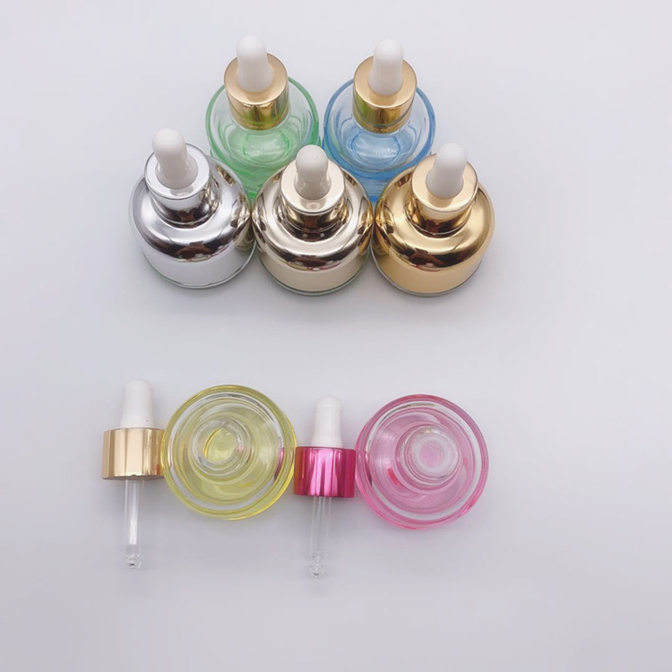 Colorful 10ml 20ml 30ml 40ml 50ml Glass Dropper Bottle Electric Aluminium Shoulder Sleeve Glass Bottle Essence Bottle