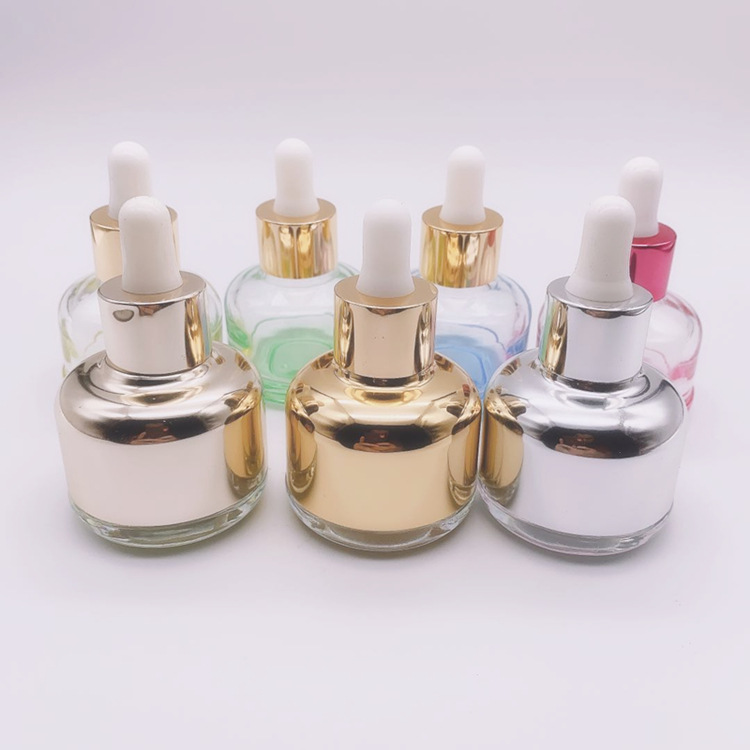 Colorful 10ml 20ml 30ml 40ml 50ml Glass Dropper Bottle Electric Aluminium Shoulder Sleeve Glass Bottle Essence Bottle