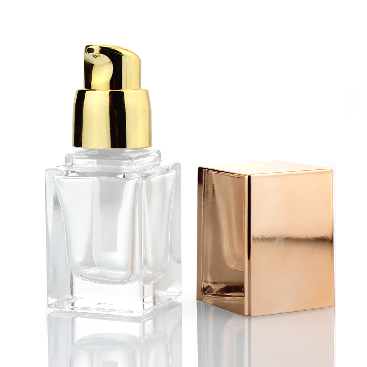 Colorful 20ml 25ml 30ml Square Shaped Luxury Lotion Bottle Travel Mini Size Foundation Liquid Glass Bottles