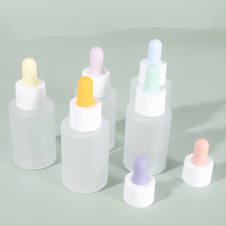 Colorful 30ml Flat Shoulder Essential Oil Bottle Glass Dropper Bottle