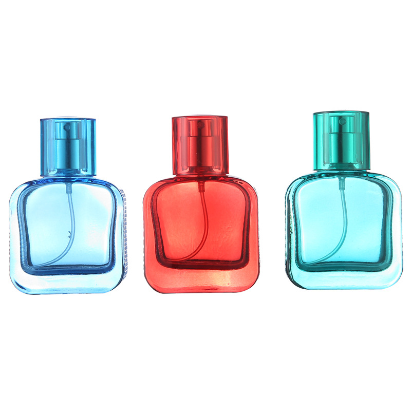 Colorful 30ml square glass perfume bottle perfume spray bottle