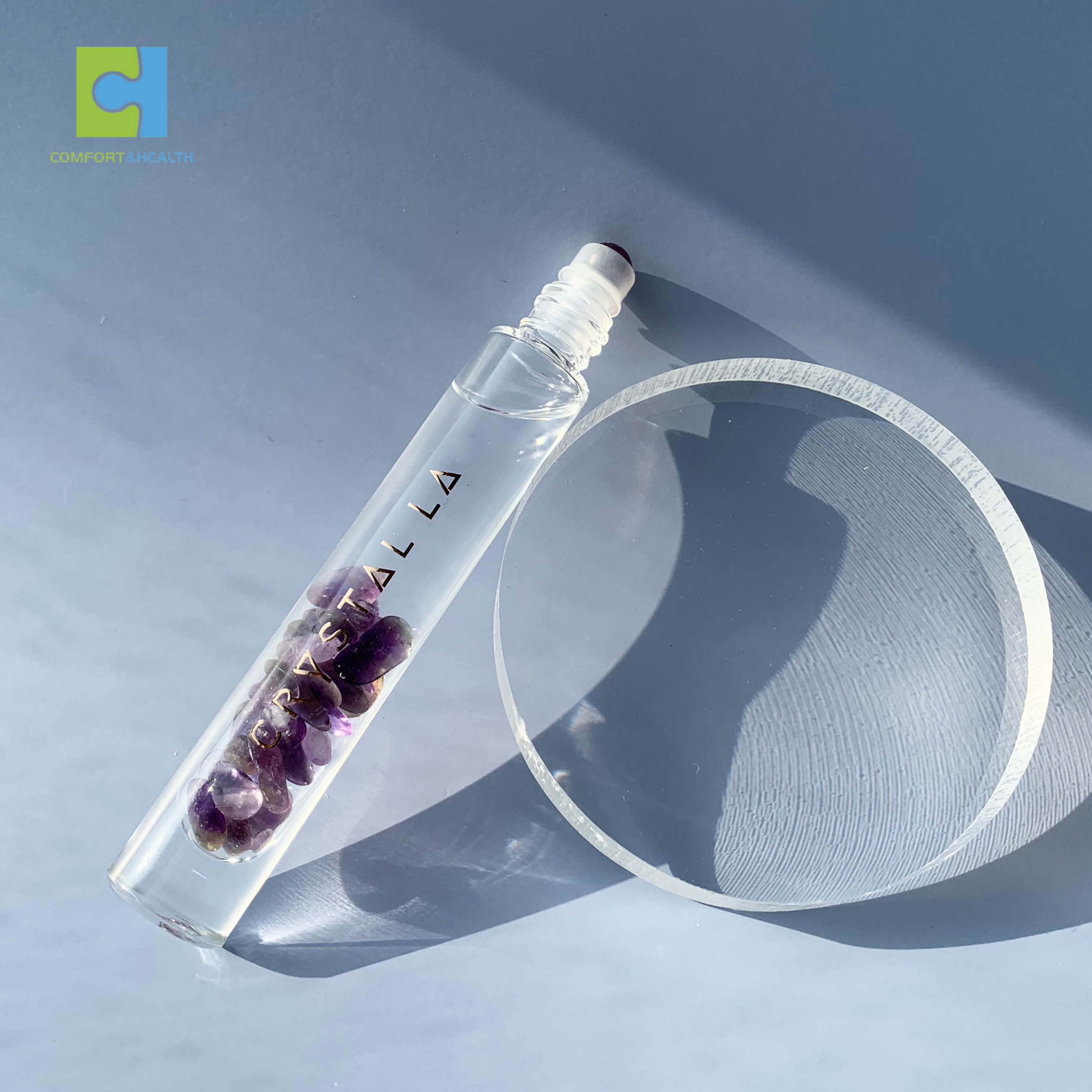 Colorful Massage Essential Oil Amethyst Roller Ball Bottle