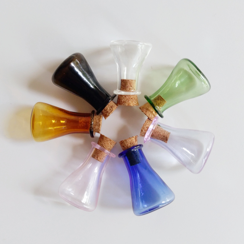Colorful Mini glass jar Small wishing vial Home Decoration storage bottle Pendant Necklace  corked glass bottle
