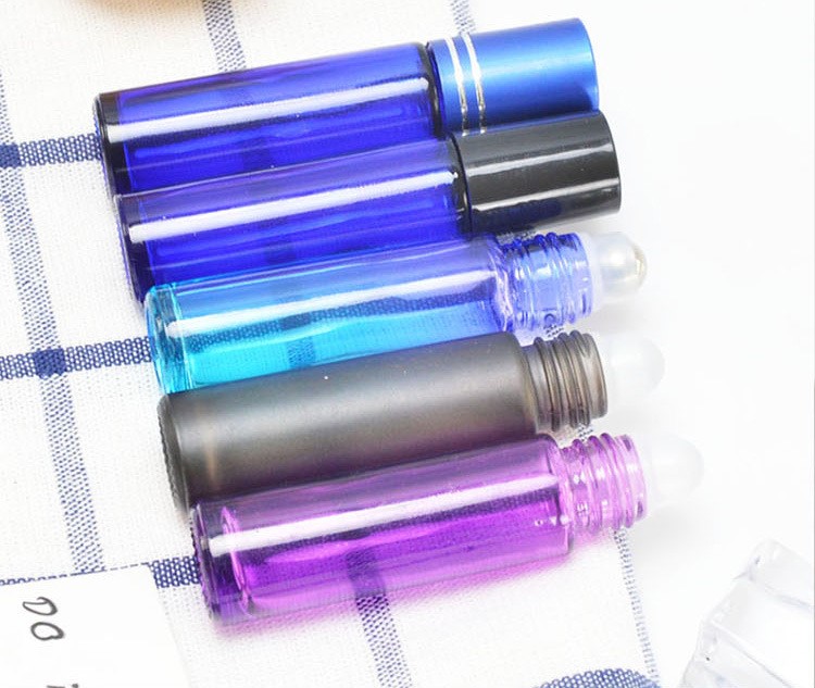 Colorful Pink Red Purples Blue Screw Cap Custom 10ml Essential Oil Glass Roll On Bottles