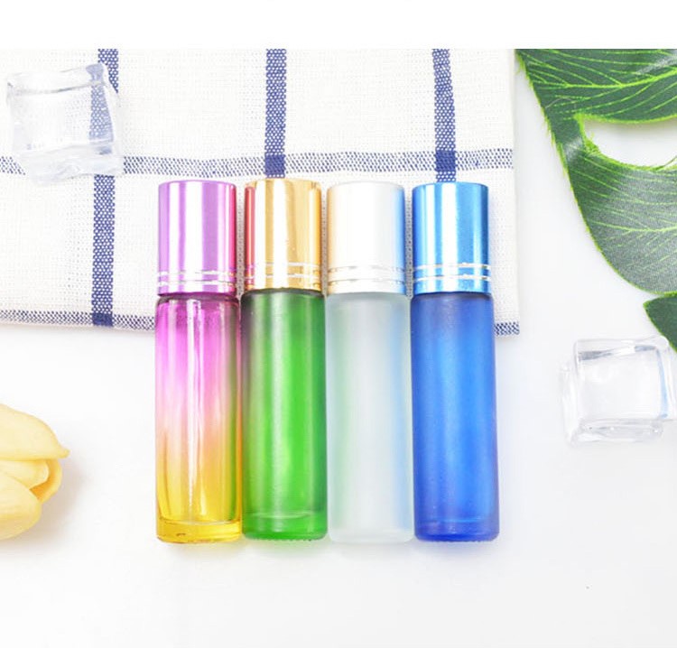 Colorful Pink Red Purples Blue Screw Cap Custom 10ml Essential Oil Glass Roll On Bottles