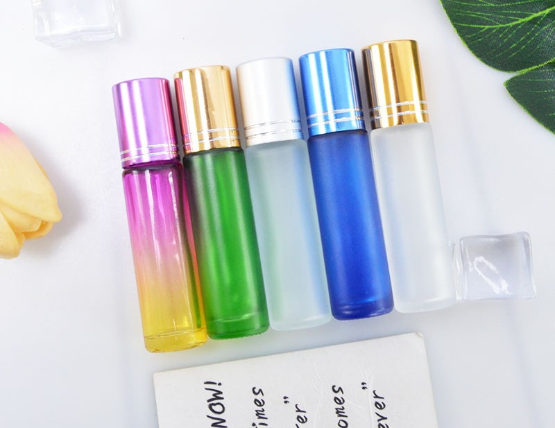 Colorful Pink Red Purples Blue Screw Cap Custom 10ml Essential Oil Glass Roll On Bottles