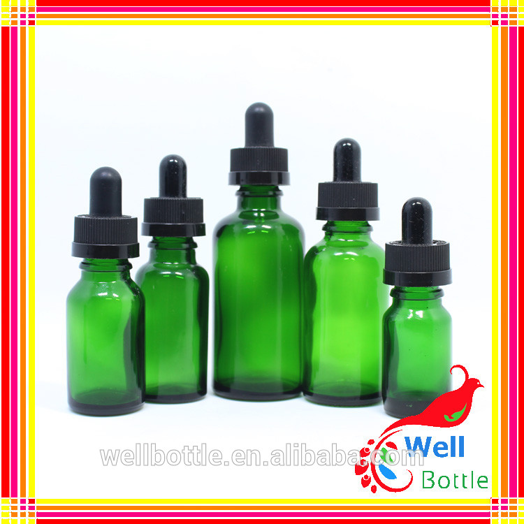 Colorful amber green blue clear round glass dropper bottle for essential oil bottle GR001R
