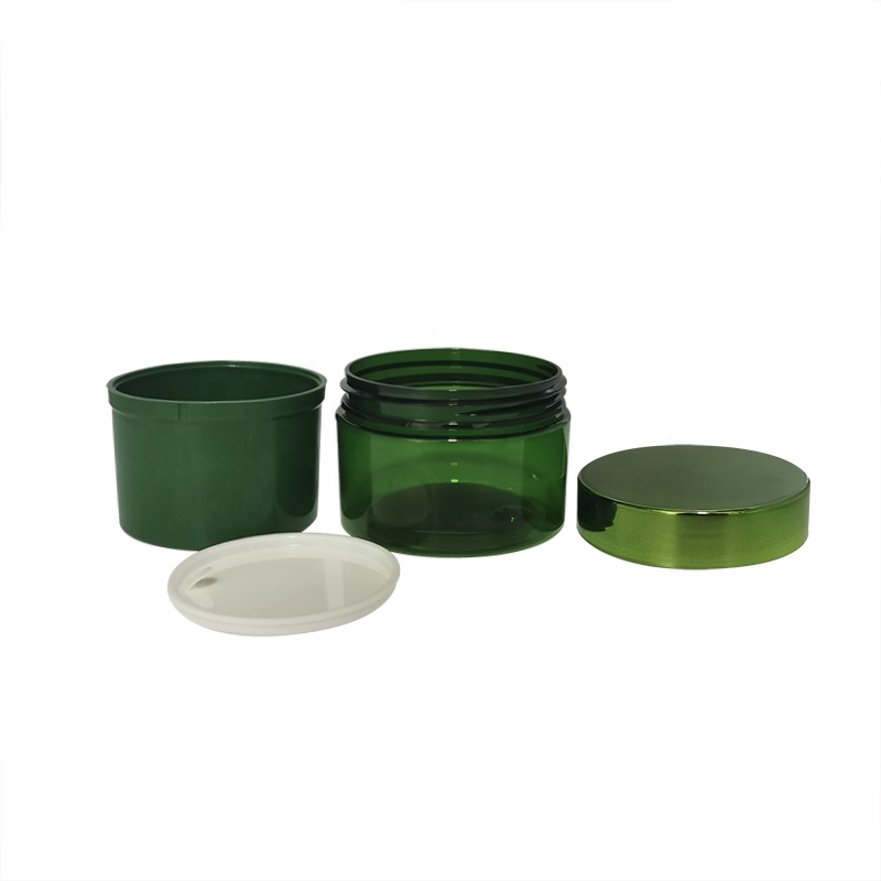 Colorful cosmetic container round 80 ml 100 ml double wall layer PET plastic jars with screw lid