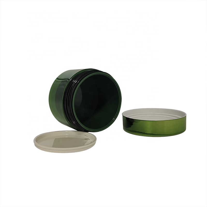 Colorful cosmetic container round 80 ml 100 ml double wall layer PET plastic jars with screw lid