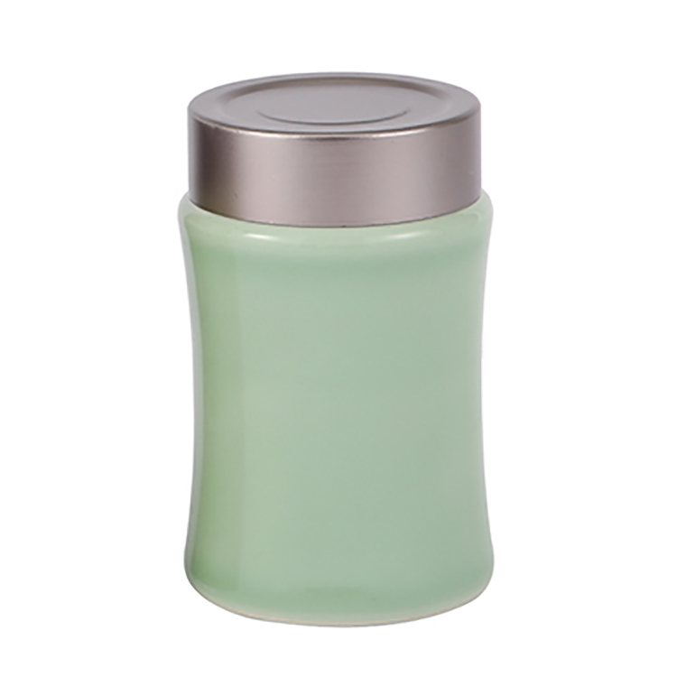 Colorful cylinder round shape coffee candy cans, exquisite ceramic kitchen jar with lid
