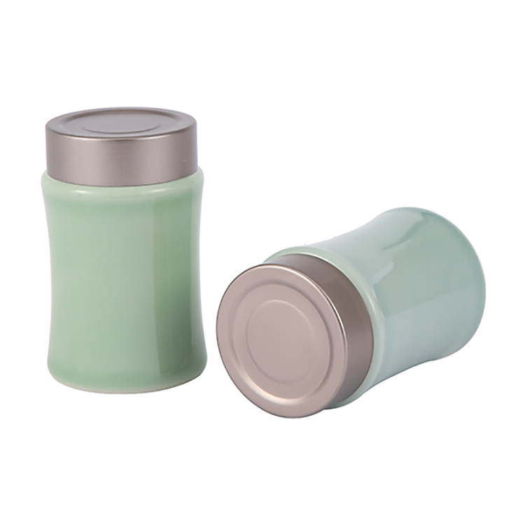 Colorful cylinder round shape coffee candy cans, exquisite ceramic kitchen jar with lid