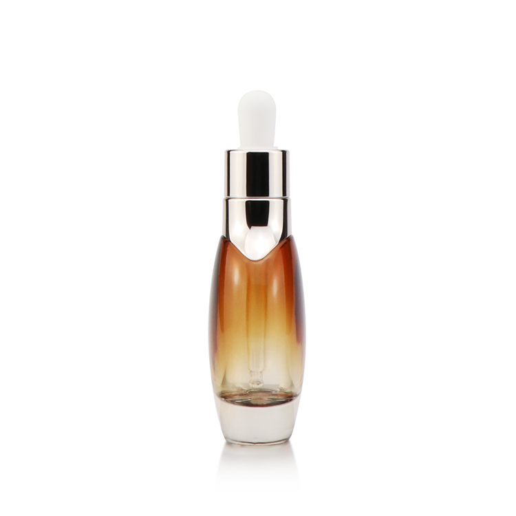 Colorful empty oval 30ml 40ml 50ml cosmetic essential oil dripper bottle face serum glass packaging bottle for sale