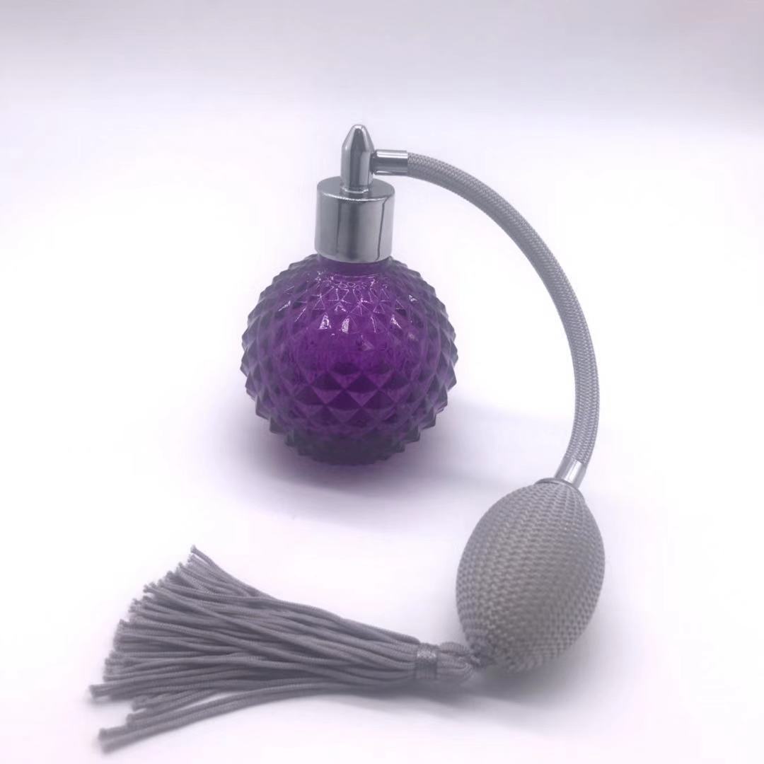 Colorful fabric Air Gas Pump bulb atomizer 100ml glass perfume bottle