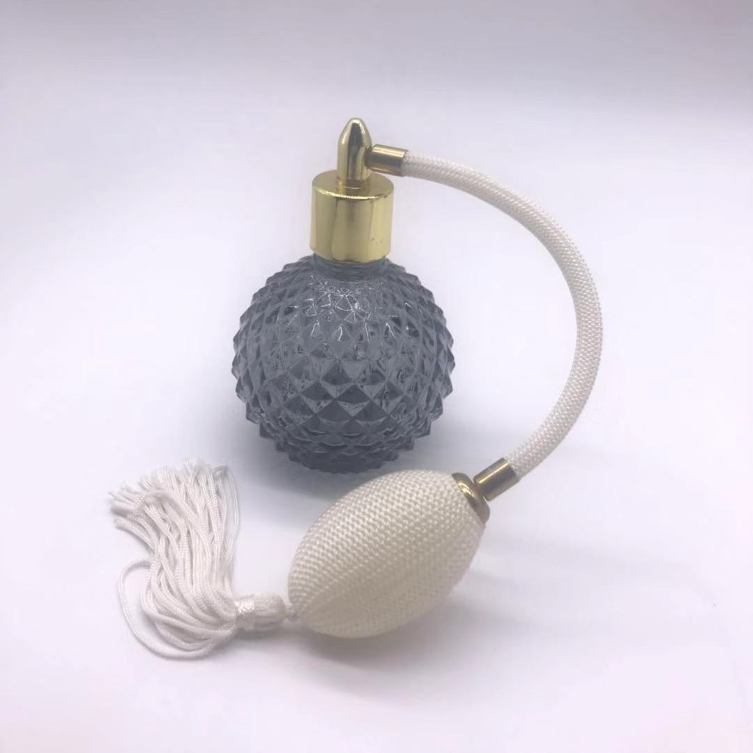 Colorful fabric Air Gas Pump bulb atomizer 100ml glass perfume bottle