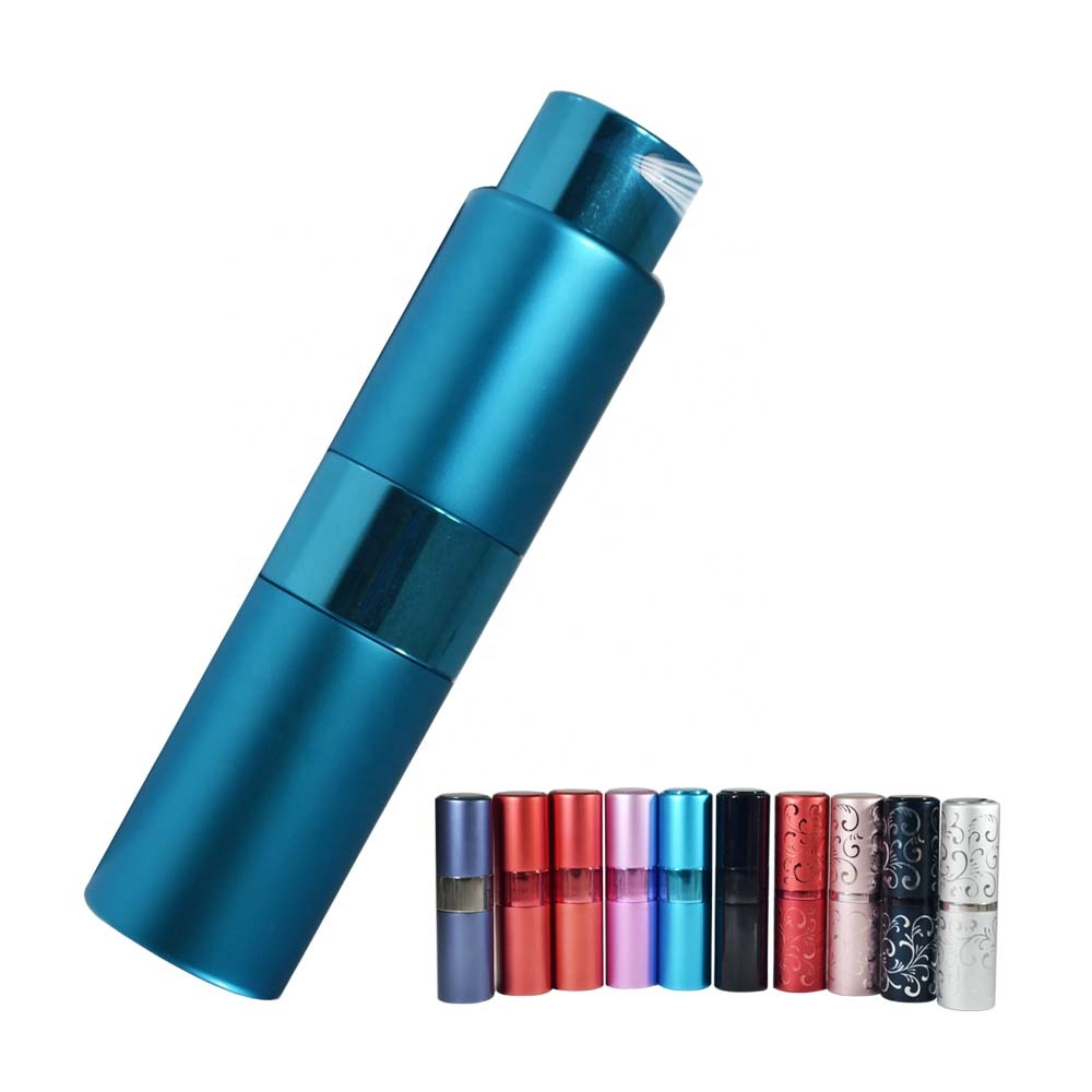 Colorful luxury refillable 8ml 15ml twist aluminum spray atomizer perfume bottle