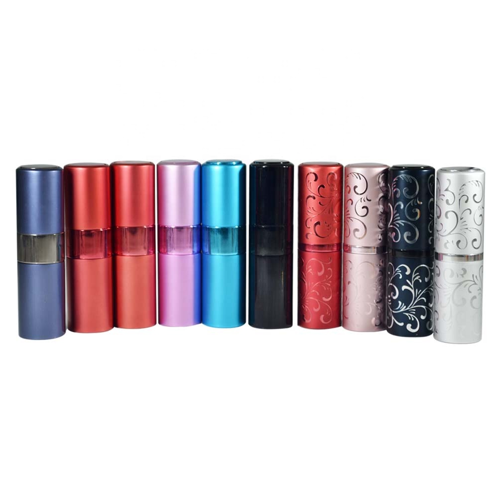 Colorful luxury refillable 8ml 15ml twist aluminum spray atomizer perfume bottle
