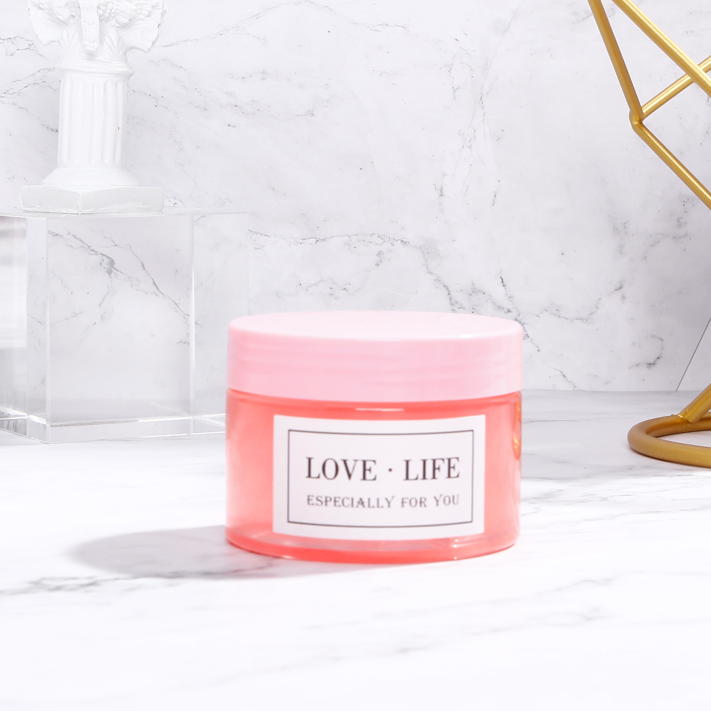 Colorfull pink empty round PLastic jar for Body lotion face cream with plastic screw lid 600ml 200ml