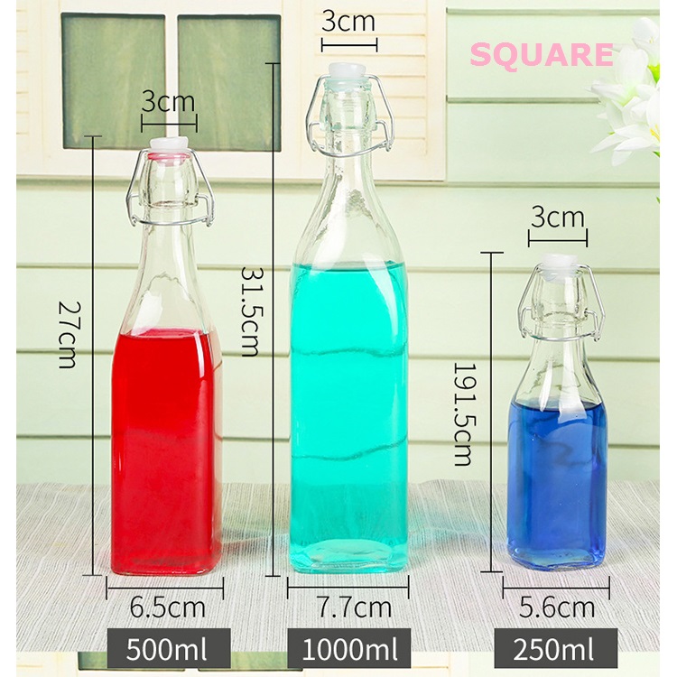 Coloured Glass Swing Top Bottles 500ML 750ML 1L flip top bottle