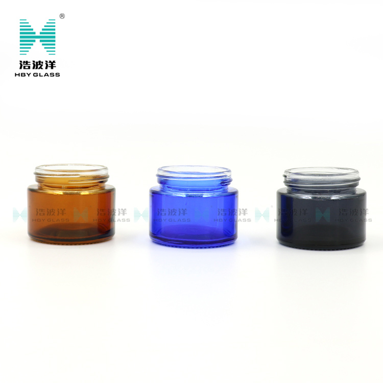 Colourful 2oz round cream cosmetic glass jar with plastic lid