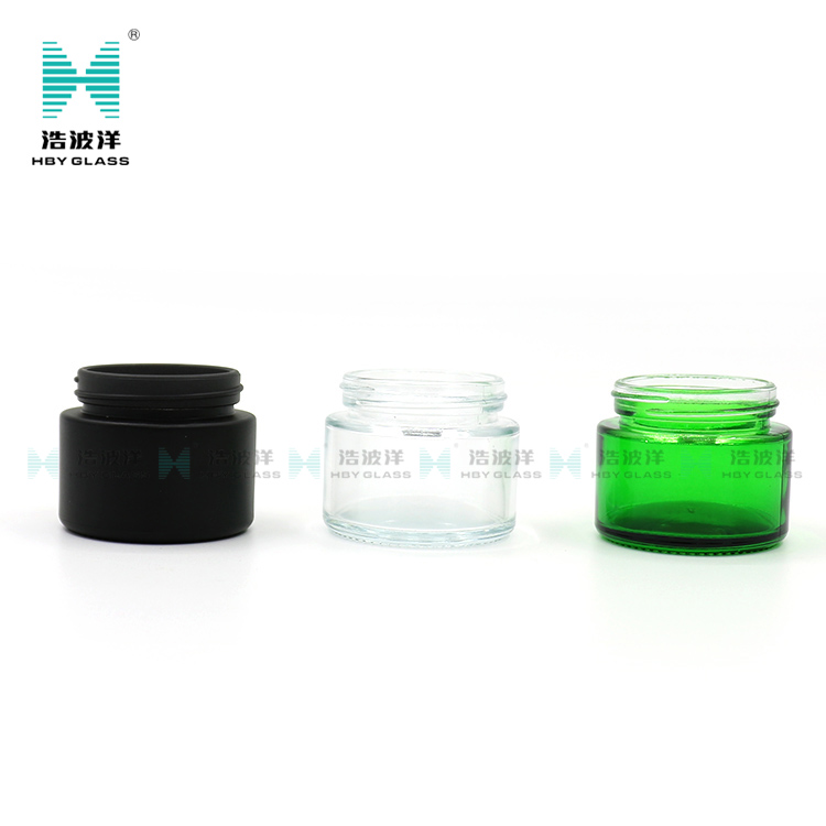 Colourful 2oz round cream cosmetic glass jar with plastic lid