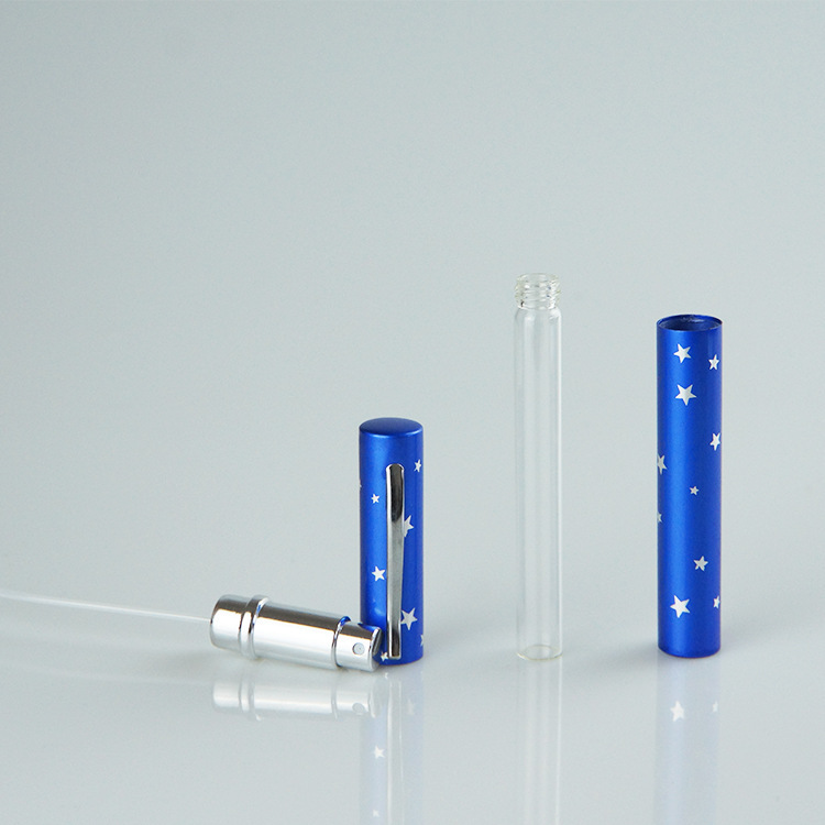 Colourful 8ml aluminum perfume spray atomizer polygon bottle pen shaped perfume tube mist pump bottle