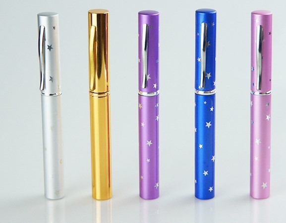 Colourful 8ml aluminum perfume spray atomizer polygon bottle pen shaped perfume tube mist pump bottle