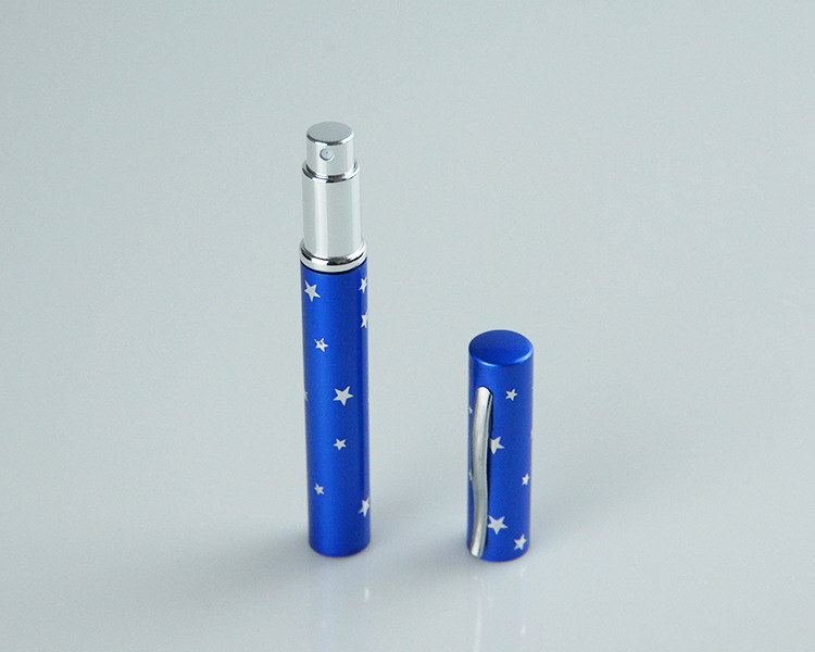 Colourful 8ml aluminum perfume spray atomizer polygon bottle pen shaped perfume tube mist pump bottle