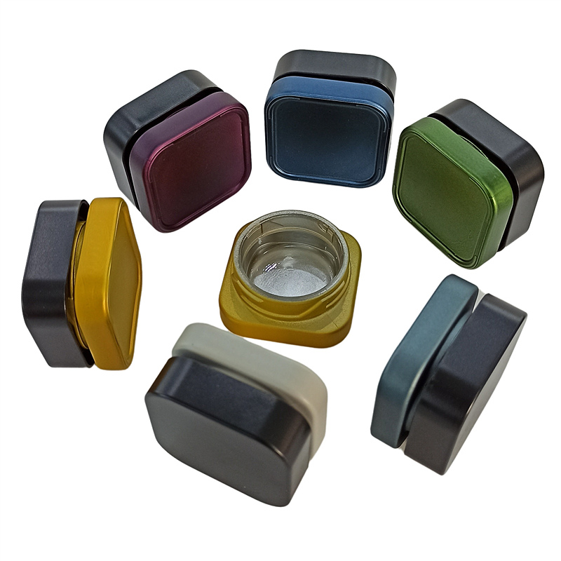 Concentrate 3ml 5ml 5g 7ml 9ml opaque child resistant glass square wax jar child proof with biack plastic child resistant lid