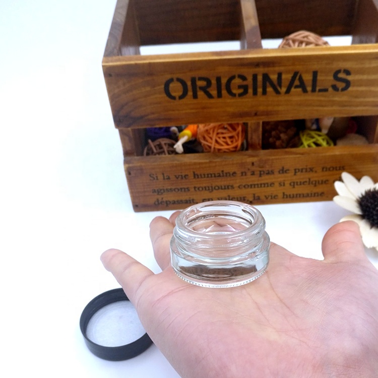 Concentrate containers Low Profile wax herbs rosin dab Ointment bottle with plastic screw caps 5ml empty glass jar for CBD oil