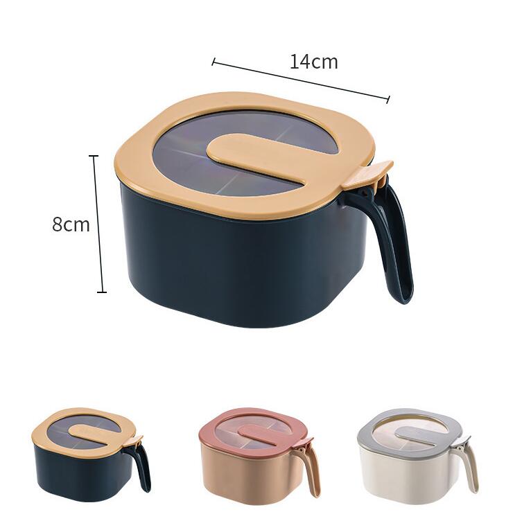 Concubine seasoning box salt jar kitchen spice jars sugar bowl with lid four compartment household storage box