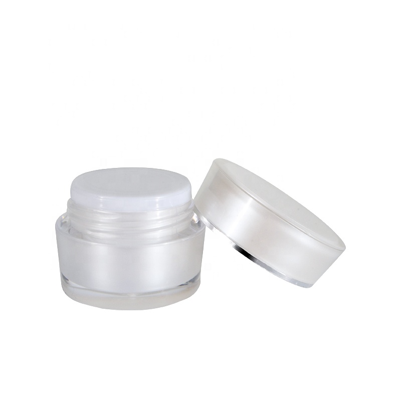 Cone shape acrylic cosmetic container 5g 10g 20g 30g 50g double wall acrylic plastic cream jar with silver gold edge