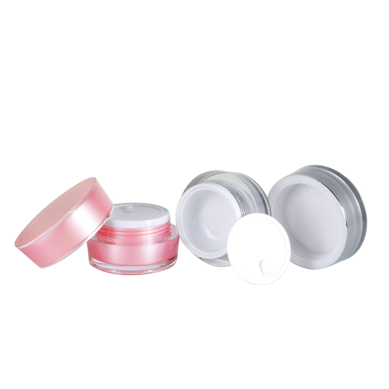 Cone shape acrylic cosmetic container 5g 10g 20g 30g 50g double wall acrylic plastic cream jar with silver gold edge