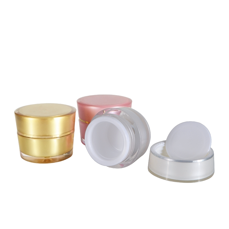 Cone shape acrylic cosmetic container 5g 10g 20g 30g 50g double wall acrylic plastic cream jar with silver gold edge