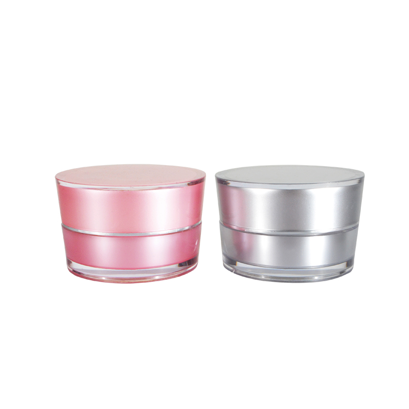 Cone shape acrylic cosmetic container 5g 10g 20g 30g 50g double wall acrylic plastic cream jar with silver gold edge