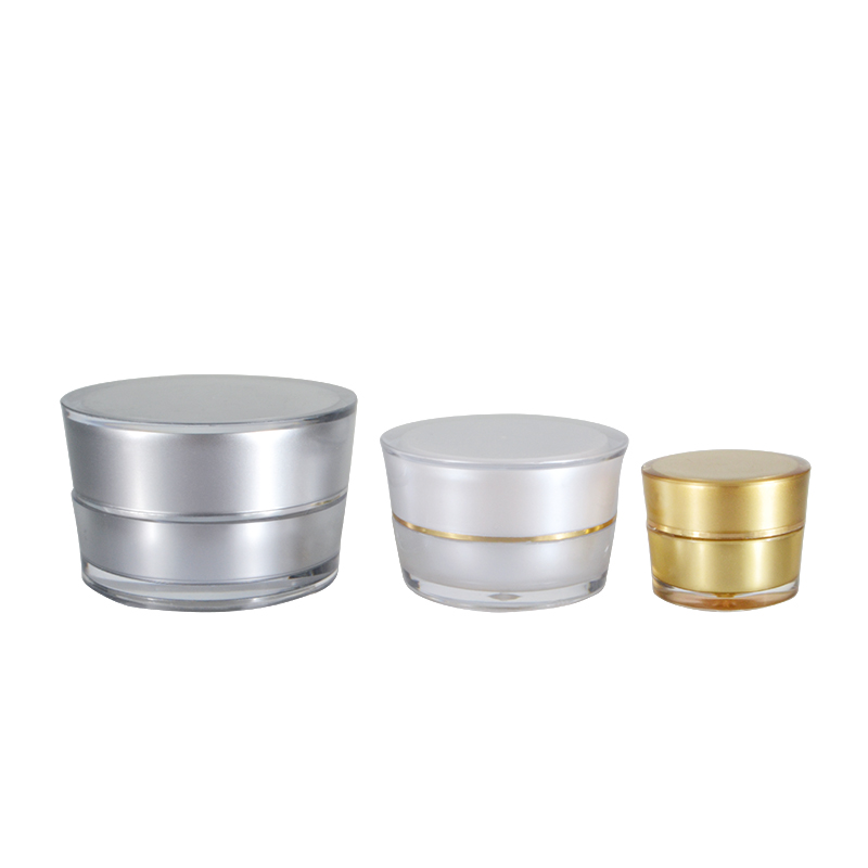 Cone shape acrylic cosmetic container 5g 10g 20g 30g 50g double wall acrylic plastic cream jar with silver gold edge