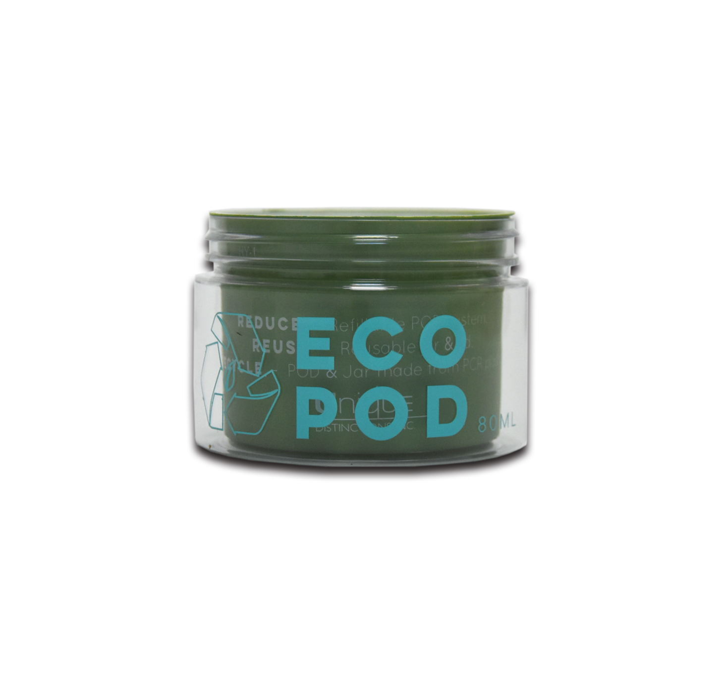 Container Bioplastic Inner Jar Clear PET Double Wall Plastic 80g with Green Cosmetic Packaging Cosmetic,skin Care Cream Round