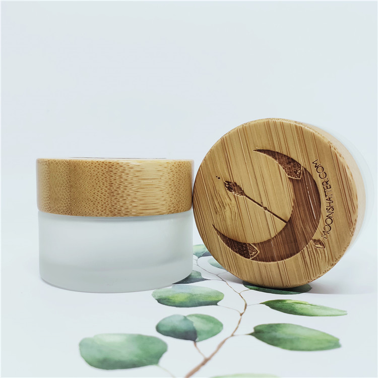 Container lightening facial cream frosted glass jars with wood lids